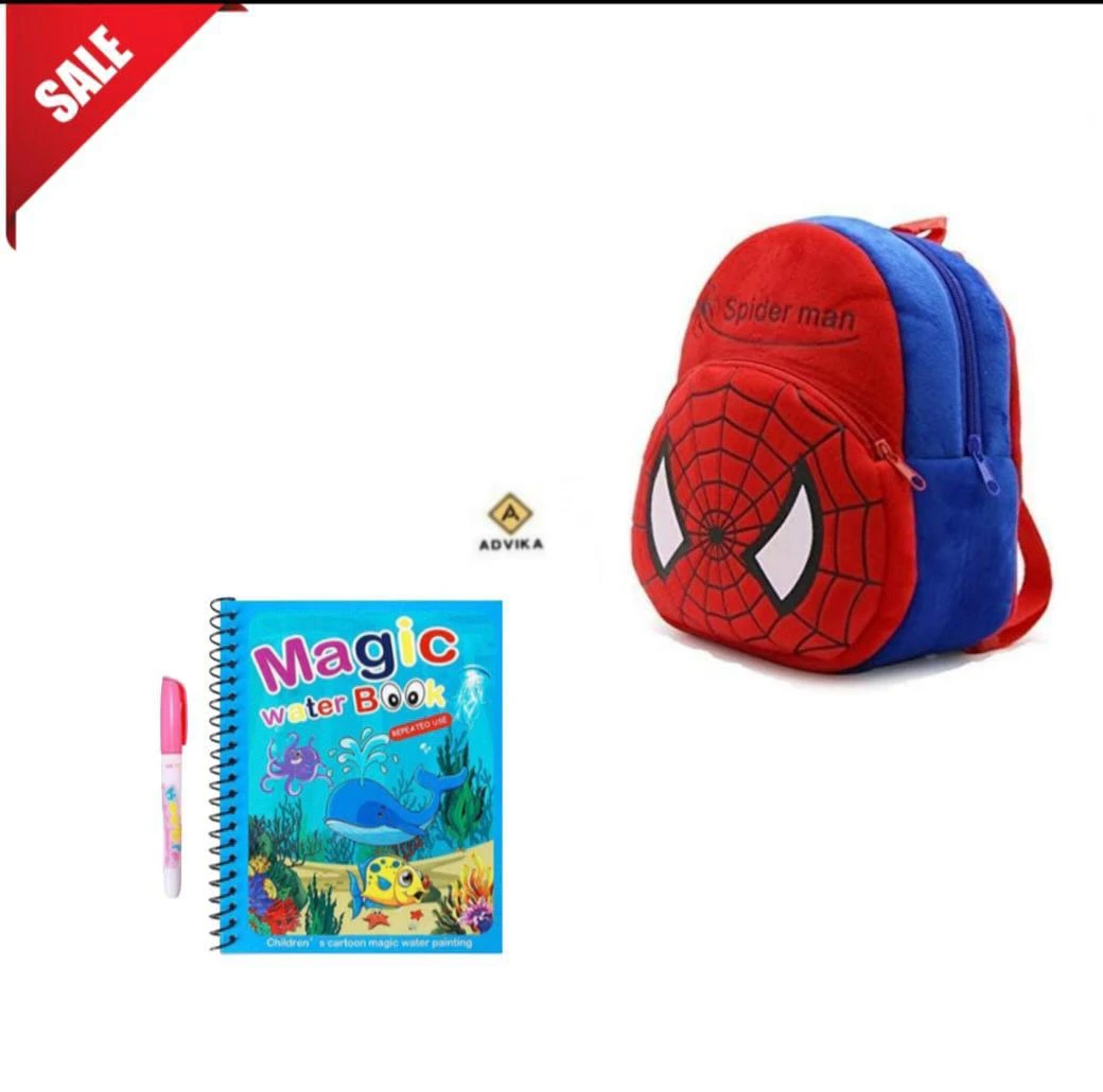 Red spiderman magic book Free Book Soft Plush School Backpack for Kids | Cute Cartoon Boys & Girls Unisex School Bag /Travel Bag/ Mini Bag/Kids school bag/Toddler bag/Preschool bag