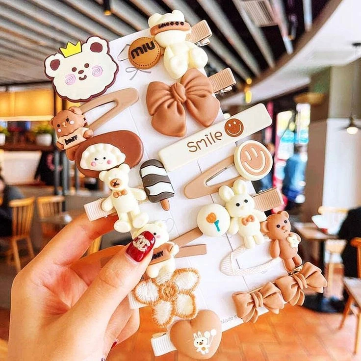 14 pcs clip set brown
