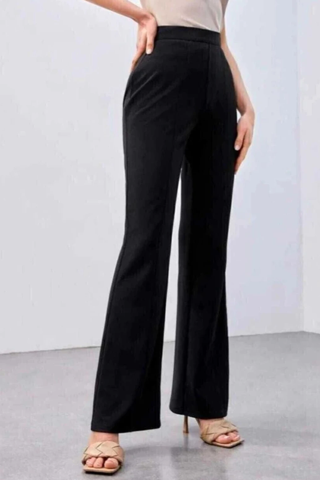 Women’s Black Straight Fit Formal Trousers | Stylish High Waist Office Wear Pants for Women