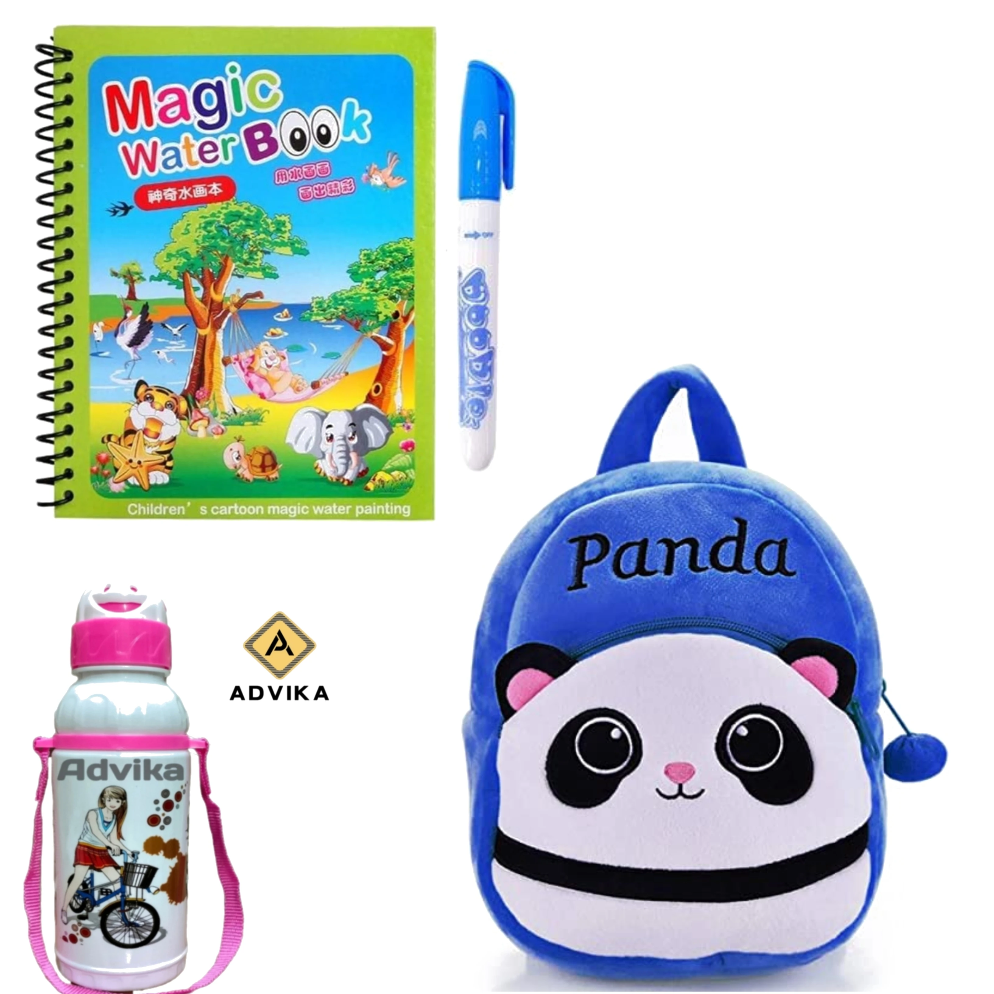 Blue panda magic book bottle Kuber Industries Presents For you This Backpacks.In Which You can whicheasily carry books, gym clothes, pencils and more! These day packs feature a roomy main compartment and a front zip compartment that is perfect for smaller