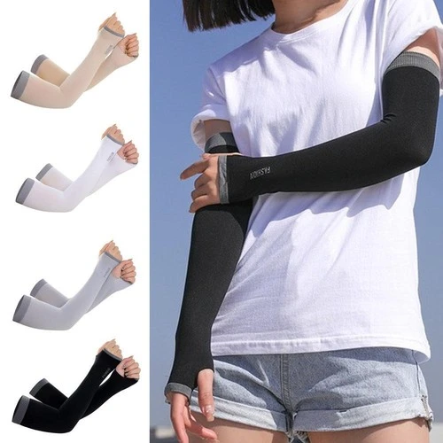 Pack of 2 UV Protection Arm Sleeves with Thumb Hole for Men & Women Full Hand Cover Gloves